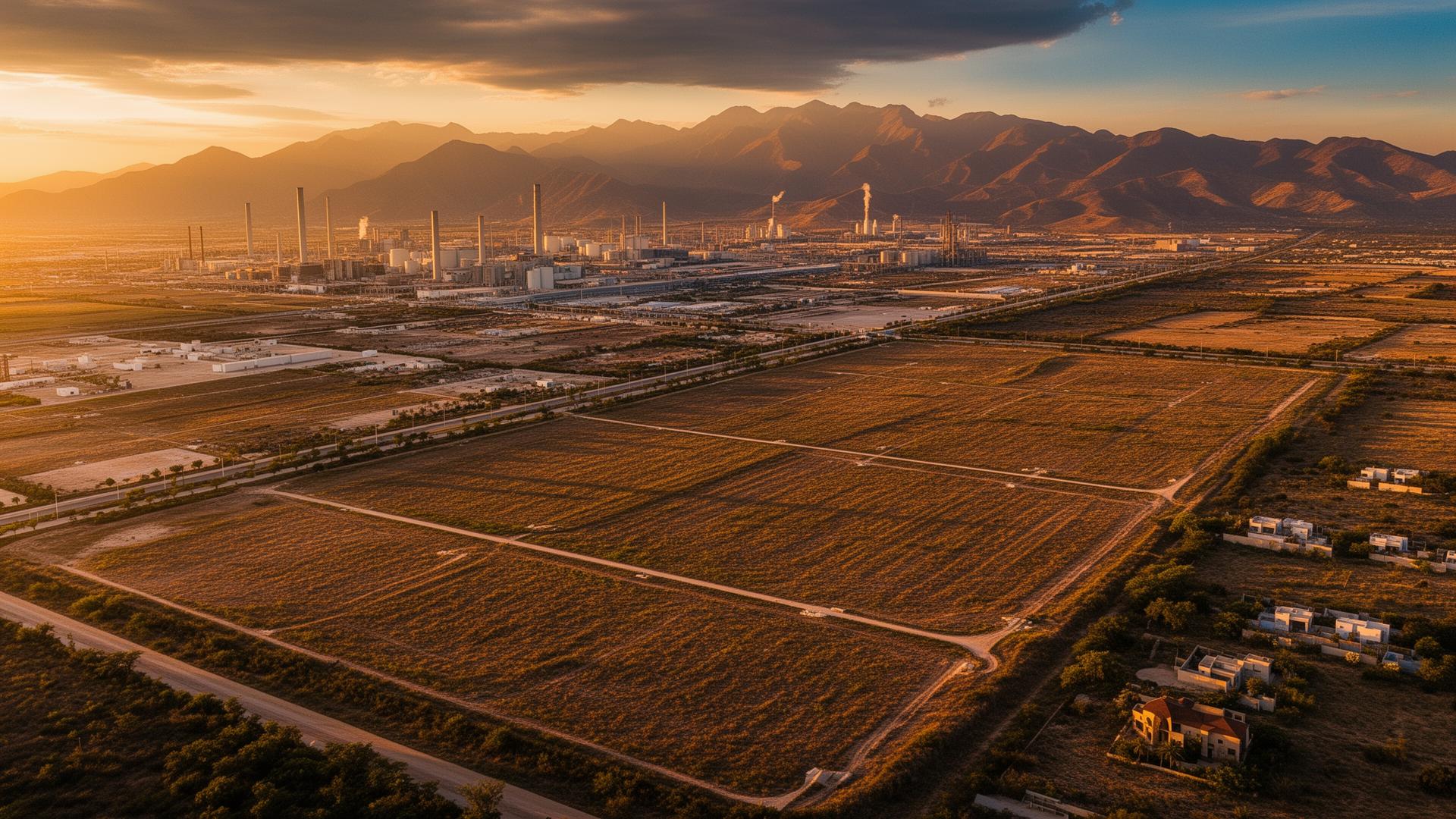 Vista aérea del terreno premium en Pesquería, Nuevo León